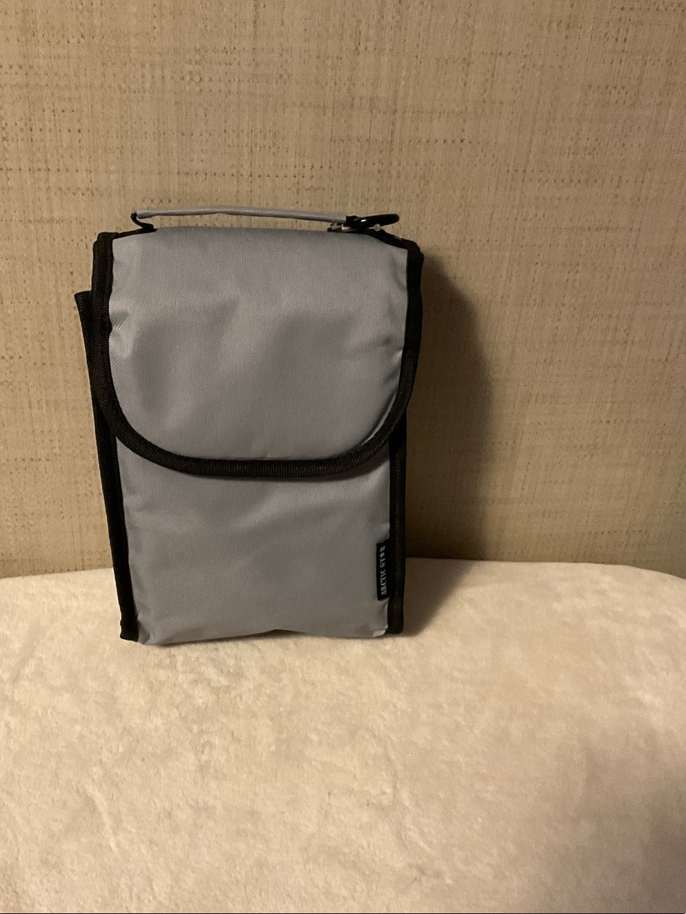 Men's Light Gray Toiletry Bag with Black Trim